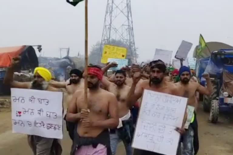 half nude farmers protest jhajjar