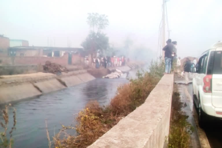 Canal broken by rain water in Nuh