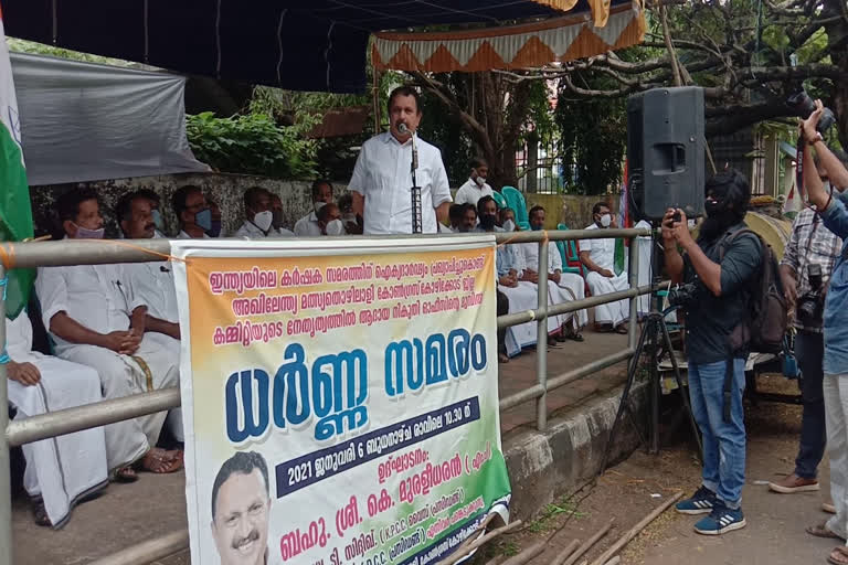 കർഷക സമരം; മത്സ്യതൊഴിലാളി കോൺഗ്രസ് കമ്മറ്റി പ്രതിഷേധ ധർണ സമരം നടത്തി  കർഷക സമരം  മത്സ്യതൊഴിലാളി കോൺഗ്രസ് കമ്മറ്റി പ്രതിഷേധ ധർണ സമരം നടത്തി  പ്രതിഷേധ ധർണ സമരം  മത്സ്യതൊഴിലാളി കോൺഗ്രസ് കമ്മറ്റി  farmers protest  The Fishermen's Congress Committee protest