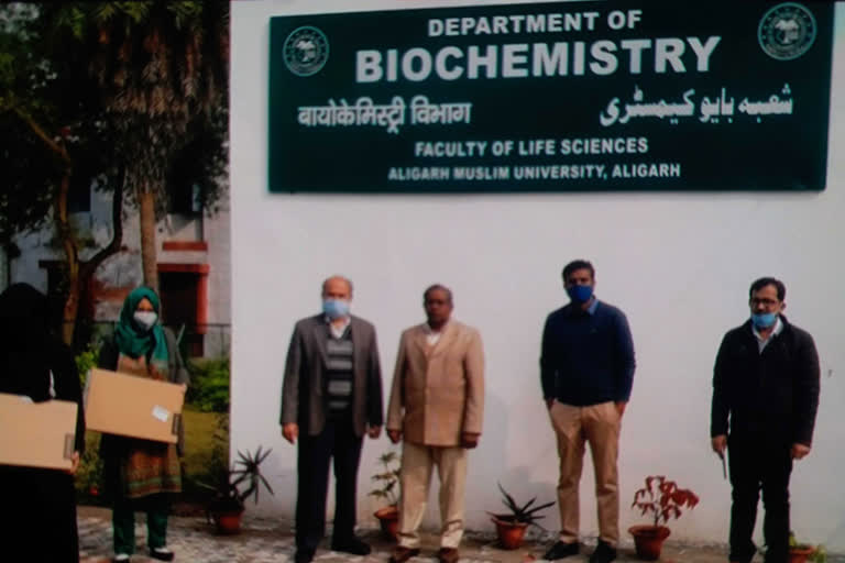 amu biochemistry department distributed laptops and smartphone for online classes