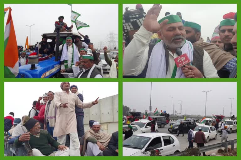 tractor march in ghaziabad by rakesh tikait