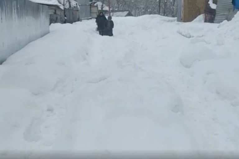 People suffer in Hayatpora due to no snow clearance on roads