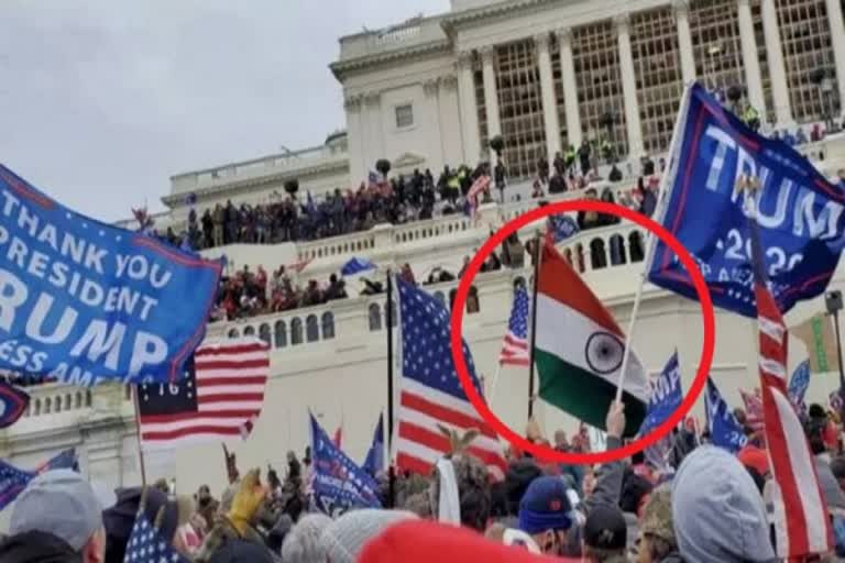 COMPLAINT WAS FILED AT THE KALKAJI POLICE STATION AGAINST THE INDIAN FLAG HOIST IN THE US CAPITOL PROTESTS