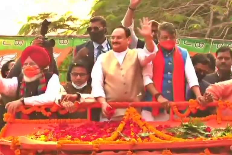 bjp president jp nadda road show in barham of westbengal