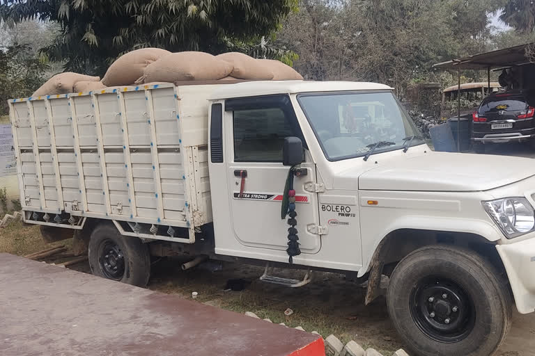 Police seized pickup van with rice