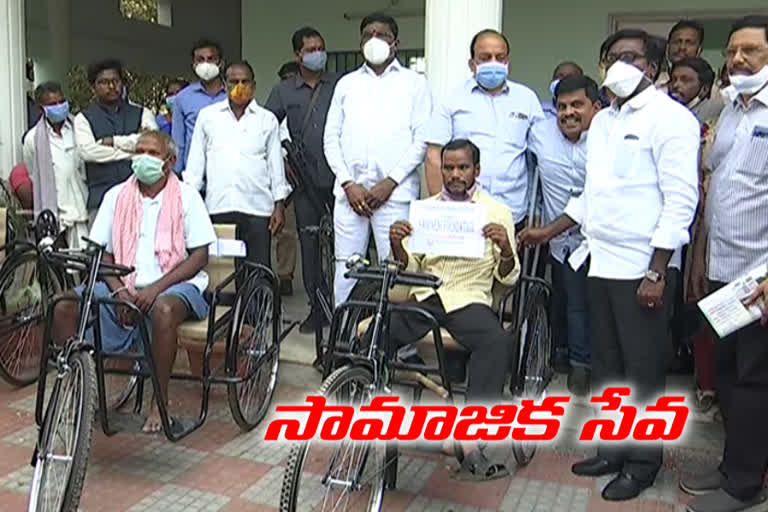 khammam, handicapped, try cycles and stitching machines