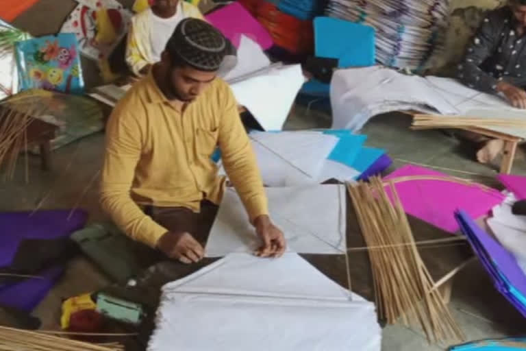 Kite Making for Celebration of Makar Sankranti in yevla