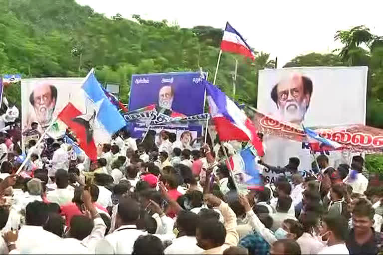 Rajinikanth fans staged protest in Chennai