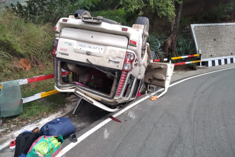 scorpio vehicle overturns on the second pass of thirumala in chittoor district