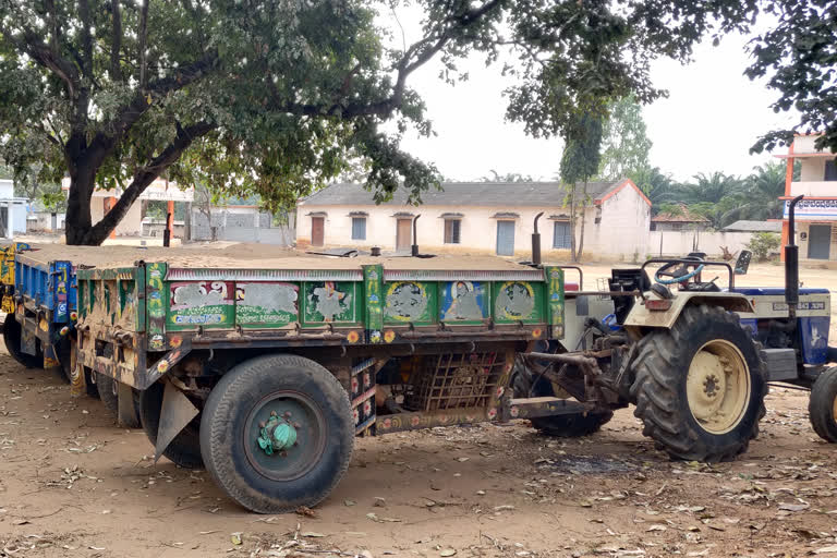 Authorities have seized four tractors transporting illegal sand in Raut Goodam West Godavari district