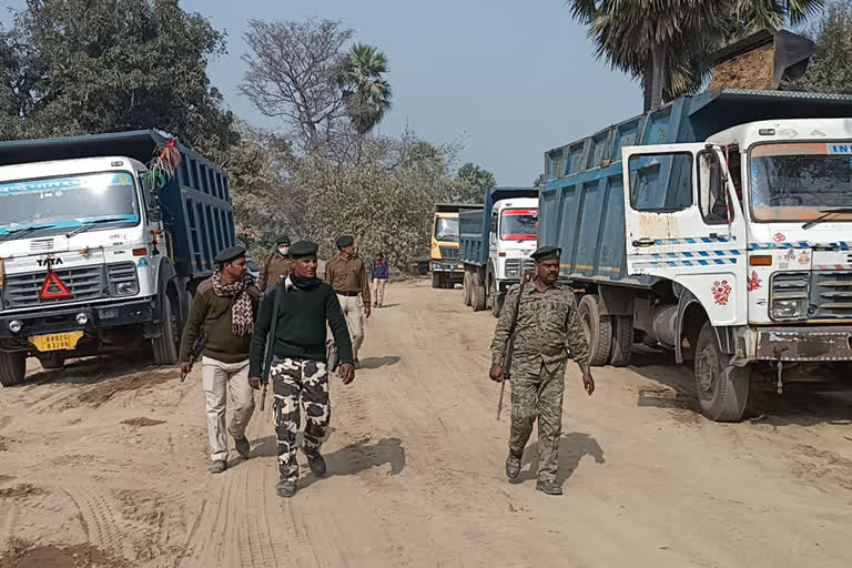 raid against illegal sand dumping in rohtas