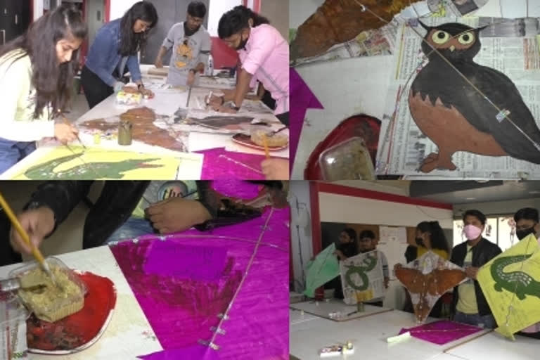 in order to ensure that birds dont get hurt institute of designing and tech students from gujarat's surat made kites with owl and eagle photos t