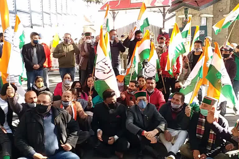 shimla congress protest