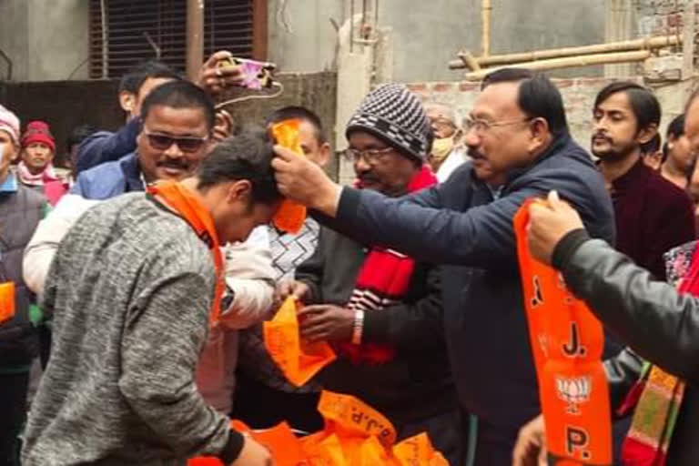 over 50 congress workers joined bjp at mahmora constituency in presence of minister jogen mohan