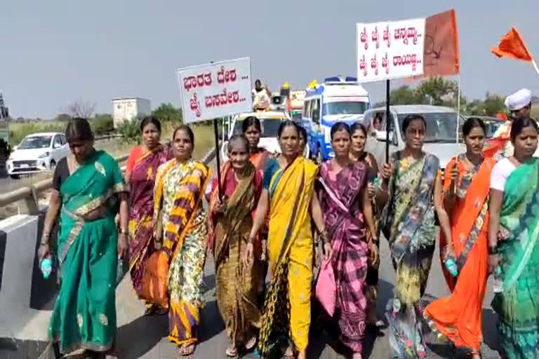 Old woman involved in panchamasali padayatra