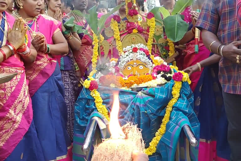 A grand procession of Gauramma festivel at Railway Koduru