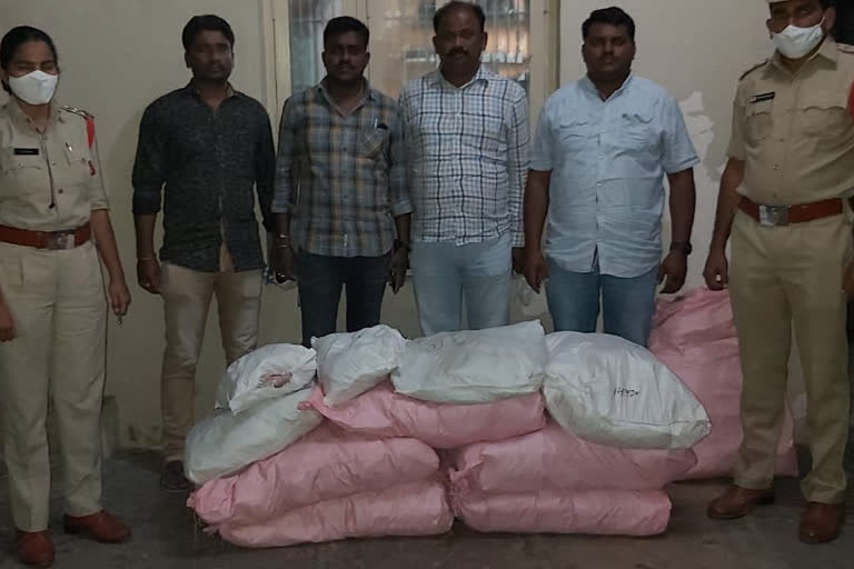 Seized illegally stored gutka packets in warangal district
