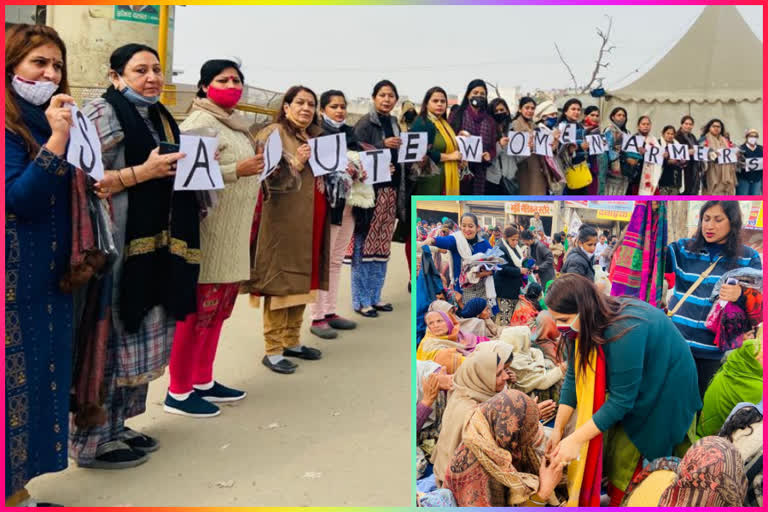 shawl distribution by delhi women congress to women farmers