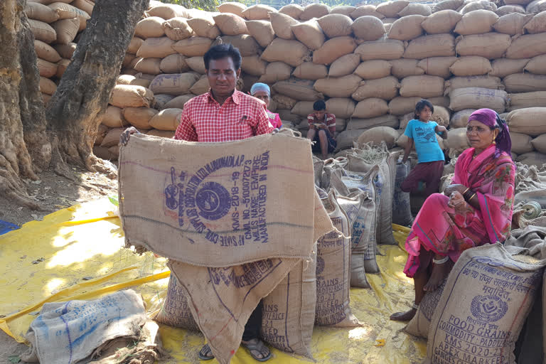 Farmers upset due to lack of gunny bags at Kondagaon Paddy Purchase Center