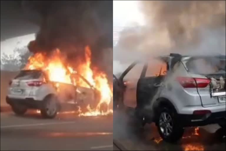 gurugram creta car fire