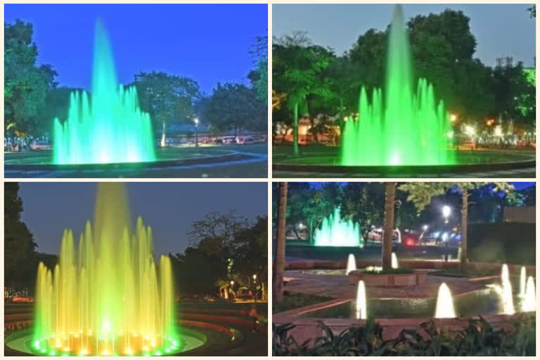 ndmc installing colourful springs at different gardens