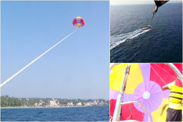 Parasailing in Kovalam Beach  Parasailing in kerala  കേരളത്തിലെ പാരാസെയിലിംഗ്  കോവളത്തെ പാരാസെയിലിംഗ്