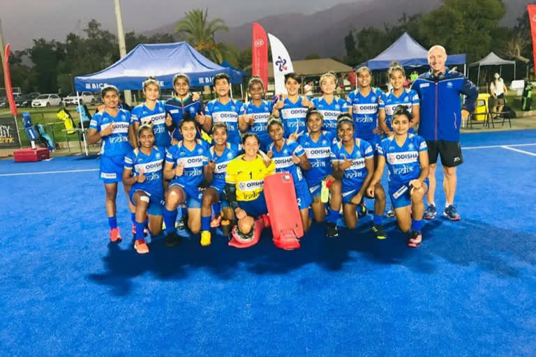 Junior Indian women hockey team put a hat-trick in  Santiago Chile