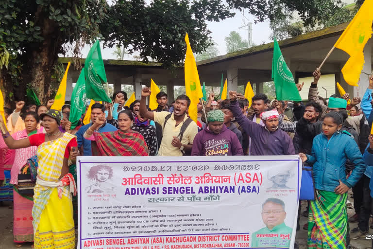 protesting for tribalization by adivasi union