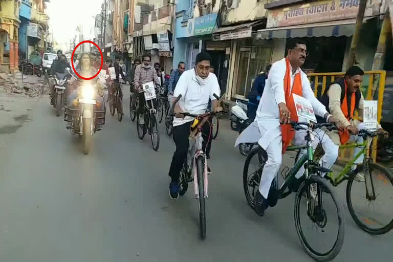 Minister Kamal Patel cycling