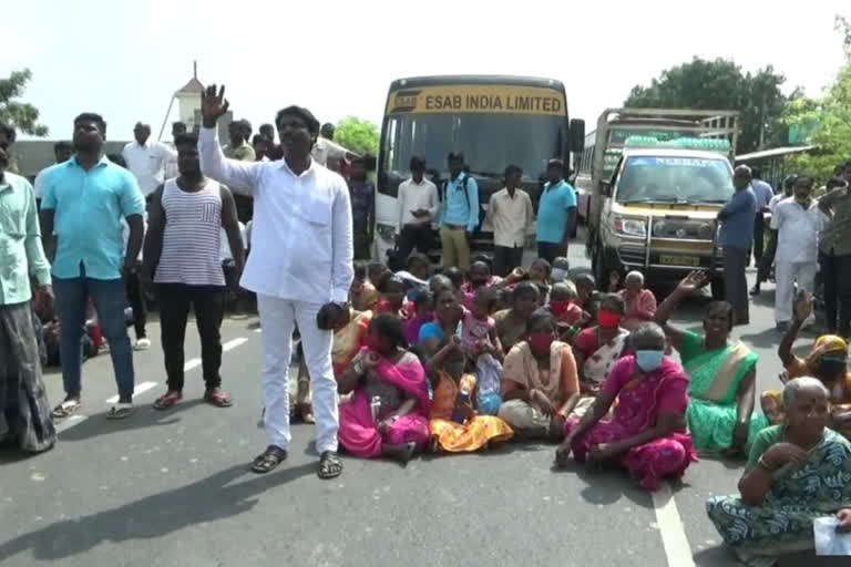 Parents staged a sit-in protest with students demanding the upgradation of a government middle school to a high school