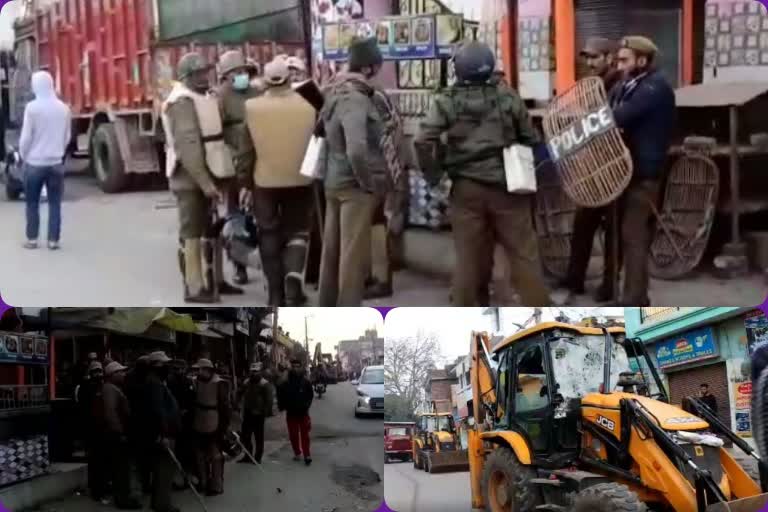 protest against anti encroachment drive in bathindi sunjwan area of jammu