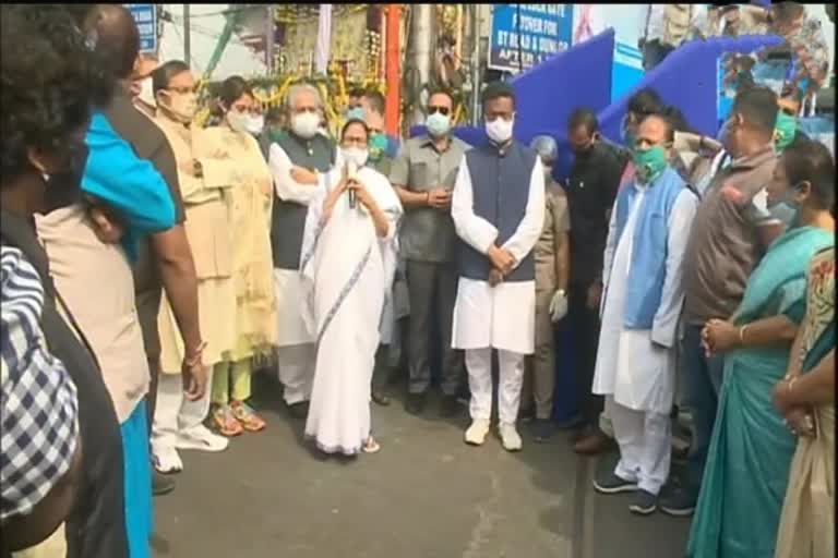 West Bengal CM Mamata Banerjee leads a march