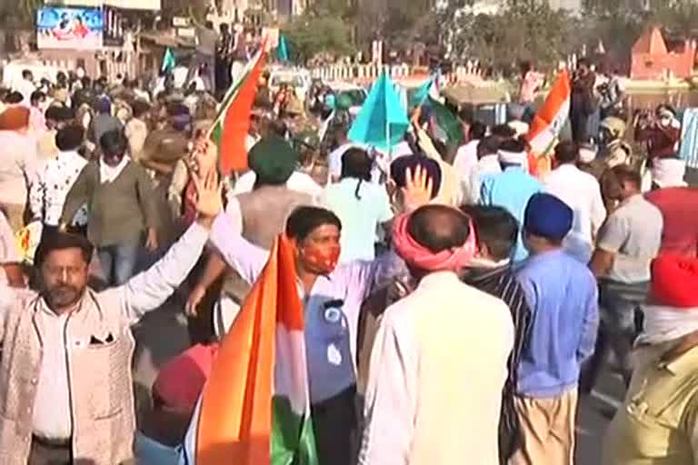 protest of farmers in raipur