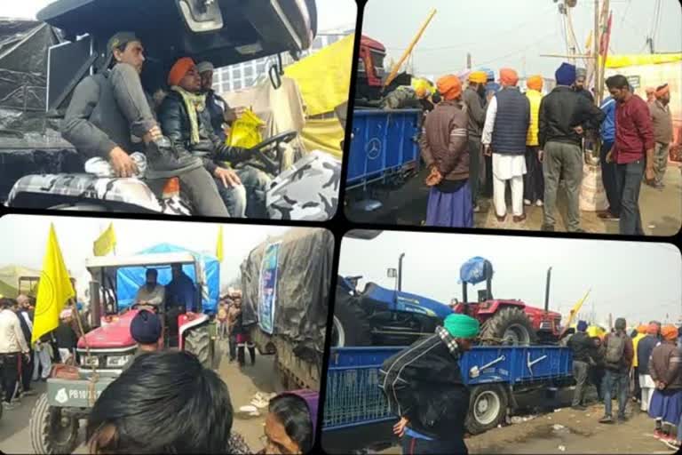 farmers reaching Singhu border with tractors from Punjab-Haryana for Kisan Gantantra Parade