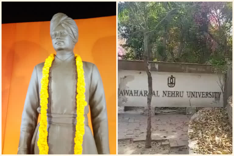 over 9 lakh 90 thousand rupees spent for swami vivekananda statue in jnu