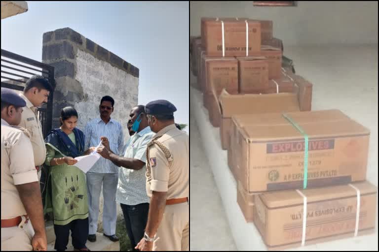 Davangere officers rush to the warehouse where the explosives were collected