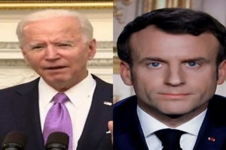 Joe Biden  French President  Macron  Biden speaks to Macron  US President  Emmanuel Macron  USA  France  President Biden  വാഷിംഗ്ടൺ  ഫ്രഞ്ച് പ്രസിഡന്‍റ് ഇമ്മാനുവൽ മാക്രോൺ  ഇമ്മാനുവൽ മാക്രോണു  ഫ്രഞ്ച് പ്രസിഡന്‍റ്  ജോ ബൈഡൻ