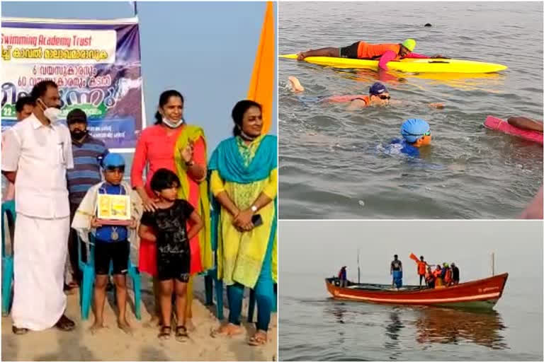 6 years old swims in sea to raise awareness