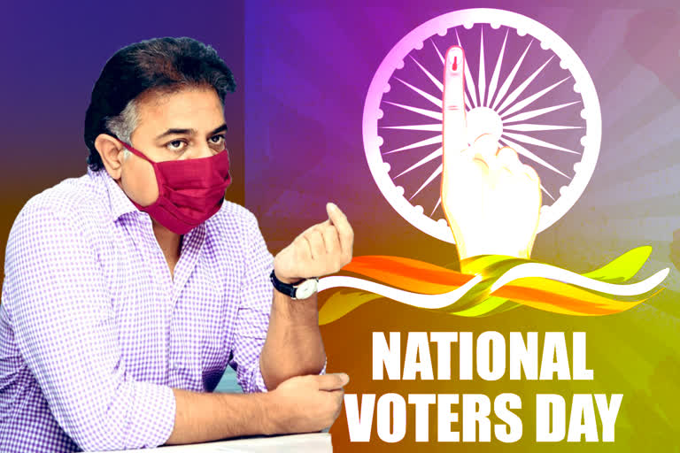 telangana minister ktr tweet on national voters day 2021