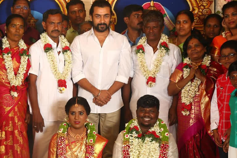 actor suriya goes to wedding of his fans club secretary