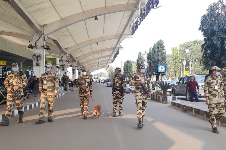 police and cisf checking at borjhar airport ahead of republic day