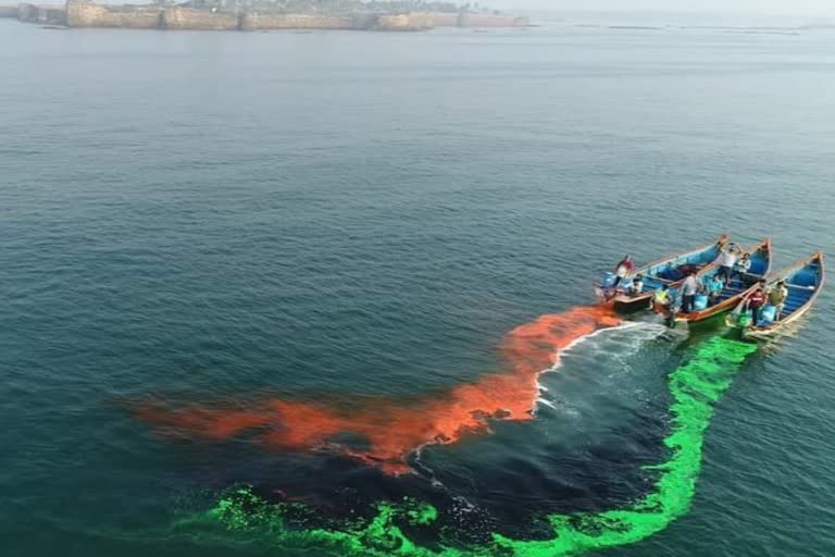 400 feet indian flag dandi beach