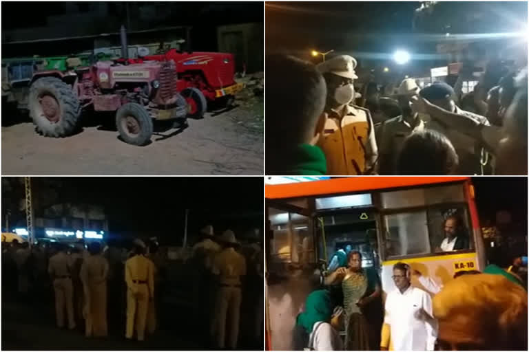 ബെംഗളൂരുവിലെ കർഷക റാലി  Police seized tractors  ട്രാക്ടറുകൾ കസ്റ്റഡിയിൽ എടുത്ത് പൊലീസ്  കർഷക റാലി  ട്രാക്ടർ റാലി  ബെംഗളൂരു  rally  farmers