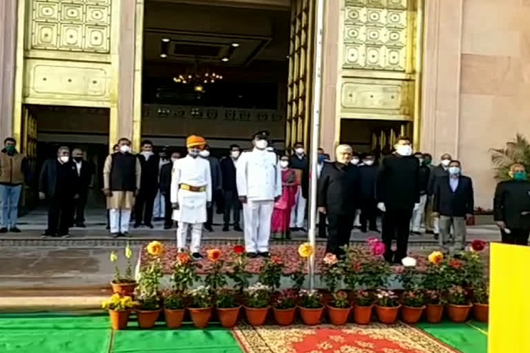 cp joshi hoisted flag in rajasthan legislative assembly , republic day 2021