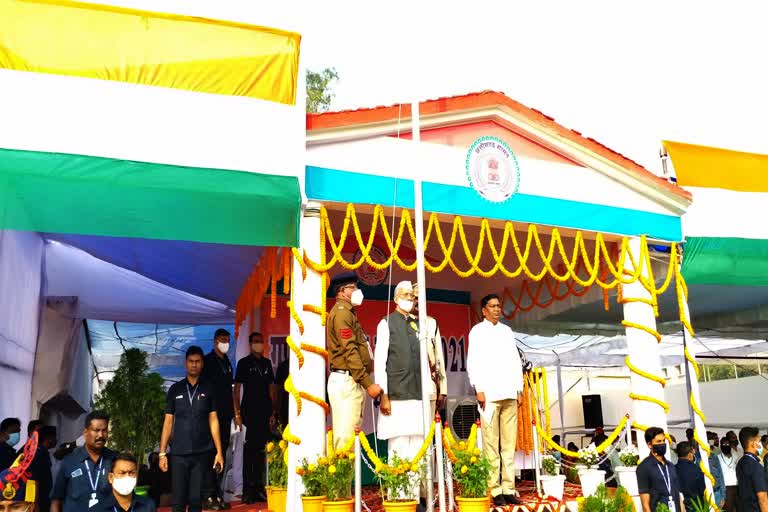 Home minister Tamradhwaj Sahu hoisted the flag