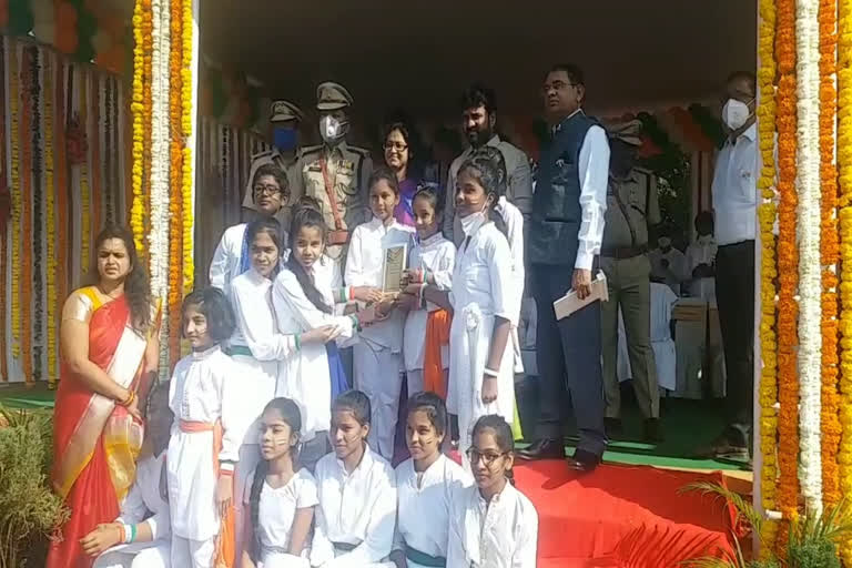 Collector Pausumi Basu at the unveiling of the national flag