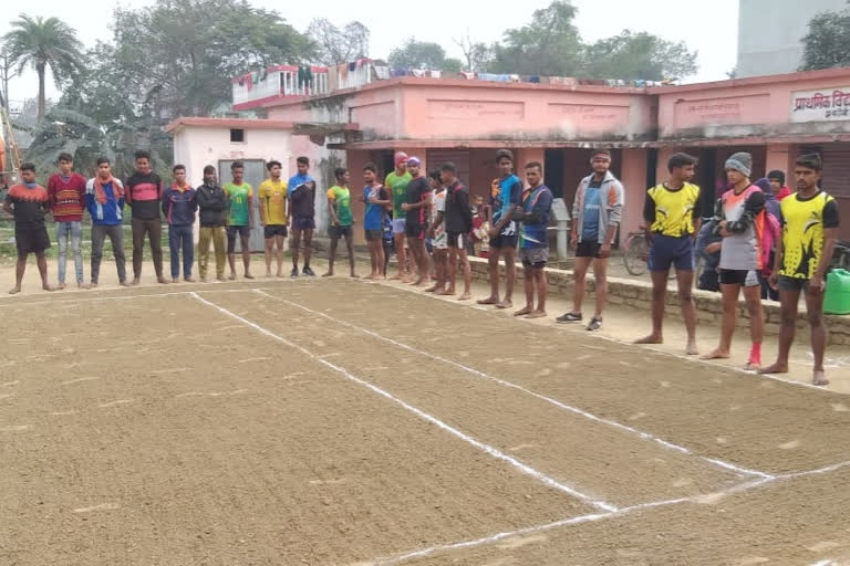 Kabbadi players trial match in Begusarai