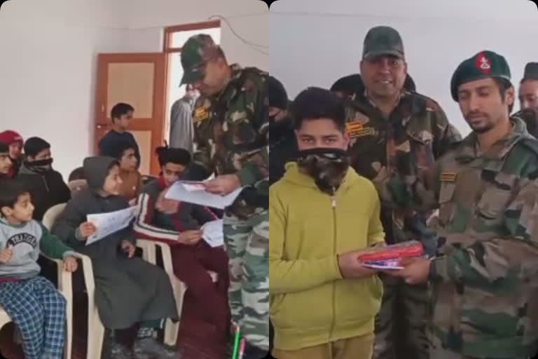 Republic day celebration by army with poor childern