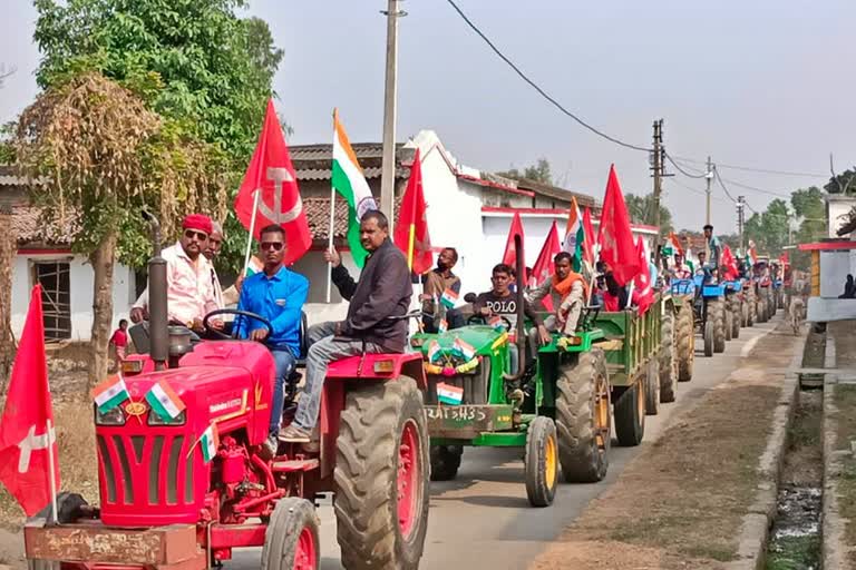 Farmers tractor rally in korba