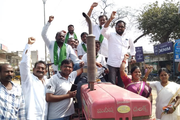 tractor rally at husnabad in siddipeta district